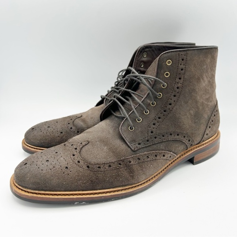 Gordon Rush Men’s Suede Wingtip Lace Up Boots Dark Brown Size 10